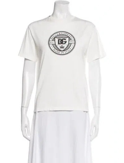 Pre-owned Dolce & Gabbana Graphic Print Crew Neck T-shirt In White