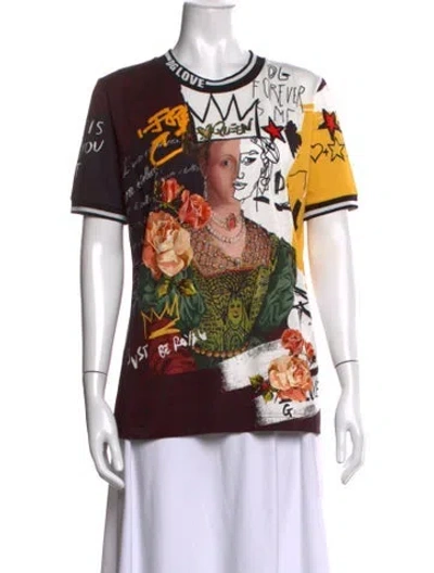Pre-owned Dolce & Gabbana Graphic Print Crew Neck T-shirt In White