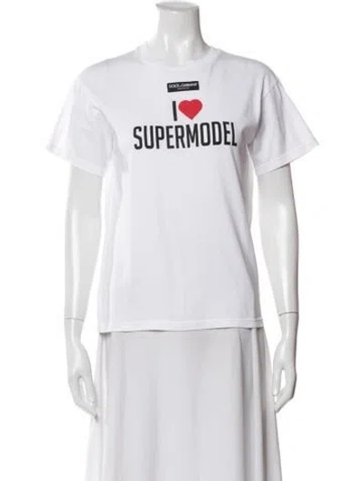 Pre-owned Dolce & Gabbana Graphic Print Crew Neck T-shirt In White