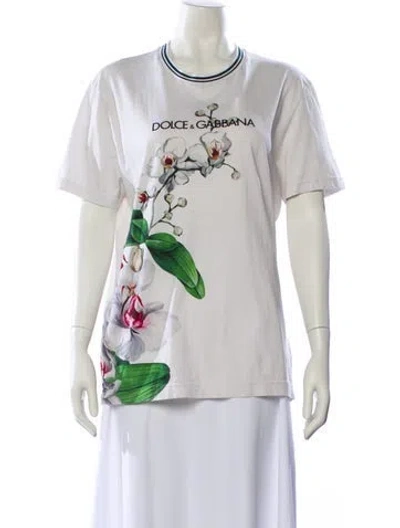 Pre-owned Dolce & Gabbana Graphic Print Crew Neck T-shirt In White