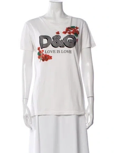Pre-owned Dolce & Gabbana Graphic Print Crew Neck T-shirt In White