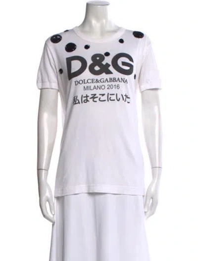Pre-owned Dolce & Gabbana Graphic Print Crew Neck T-shirt In White