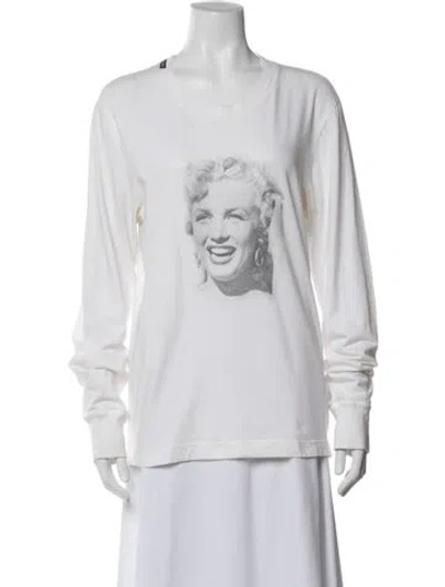 Pre-owned Dolce & Gabbana Graphic Print Crew Neck T-shirt In White