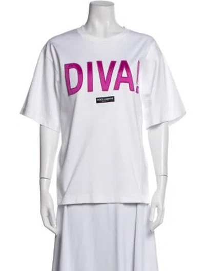 Pre-owned Dolce & Gabbana Graphic Print Crew Neck T-shirt In White