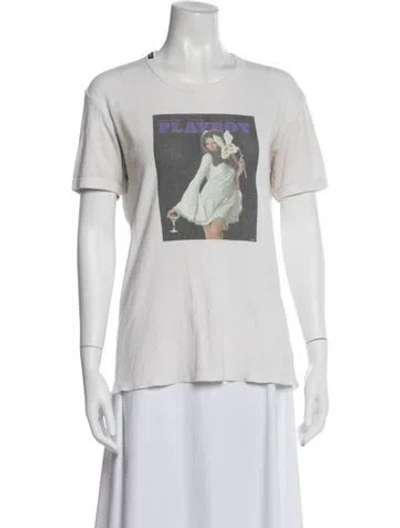 Pre-owned Dolce & Gabbana Graphic Print Crew Neck T-shirt In White