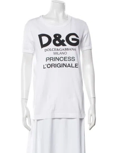 Pre-owned Dolce & Gabbana Graphic Print Crew Neck T-shirt In White