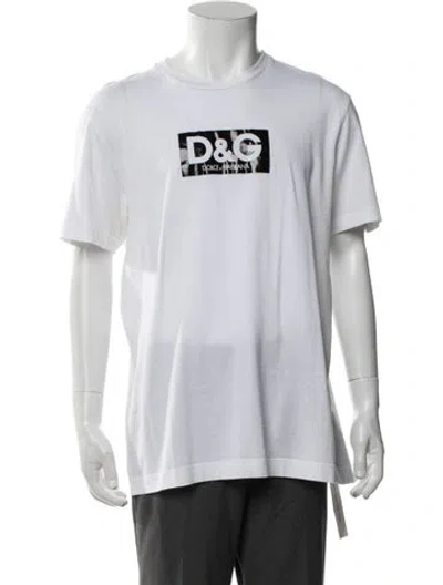 Pre-owned Dolce & Gabbana Graphic Print Crew Neck T-shirt In White