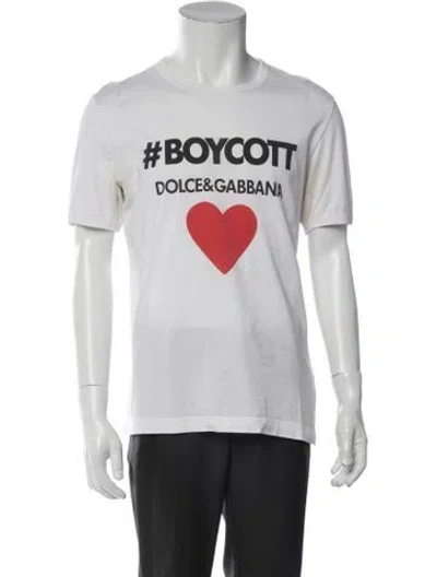 Pre-owned Dolce & Gabbana Graphic Print Crew Neck T-shirt In White