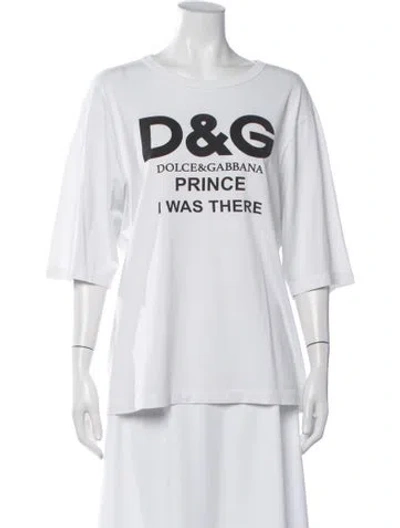 Pre-owned Dolce & Gabbana Graphic Print Crew Neck T-shirt In White