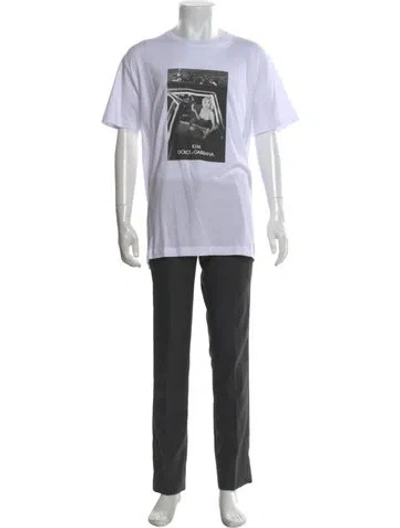 Pre-owned Dolce & Gabbana Graphic Print Crew Neck T-shirt In White