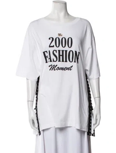 Pre-owned Dolce & Gabbana Graphic Print Crew Neck T-shirt In White