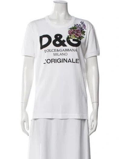 Pre-owned Dolce & Gabbana Graphic Print Crew Neck T-shirt In White