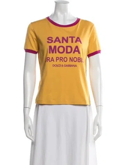 Pre-owned Dolce & Gabbana Graphic Print Crew Neck T-shirt In Yellow
