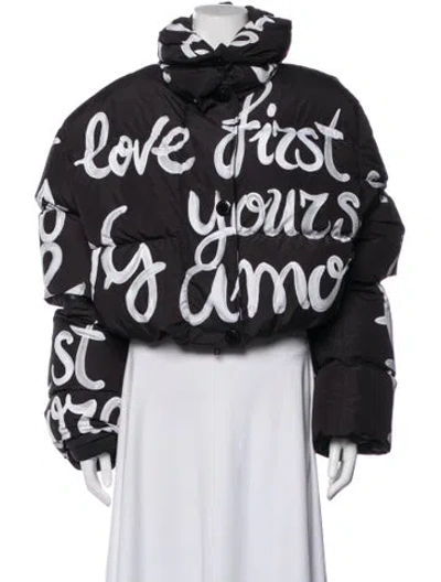 Pre-owned Dolce & Gabbana Graphic Print Down Jacket In Black