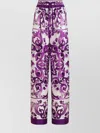 Dolce & Gabbana Majolica Print High Rise Wide Leg Pants
