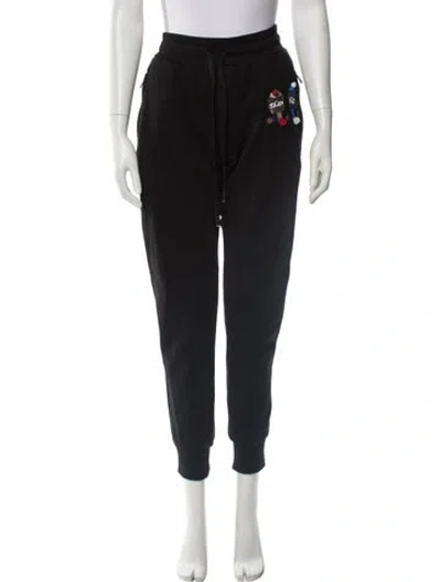 Pre-owned Dolce & Gabbana Graphic Print Embroidered Accent Sweatpants In Black
