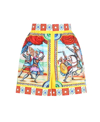 DOLCE & GABBANA DOLCE  GABBANA CARRETTO PRINT HIGH-WAISTED SHORTS