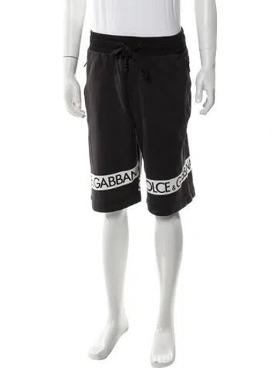 Pre-owned Dolce & Gabbana Graphic Print Jogger Shorts In Gray