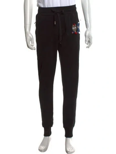 Pre-owned Dolce & Gabbana Graphic Print Joggers In Black