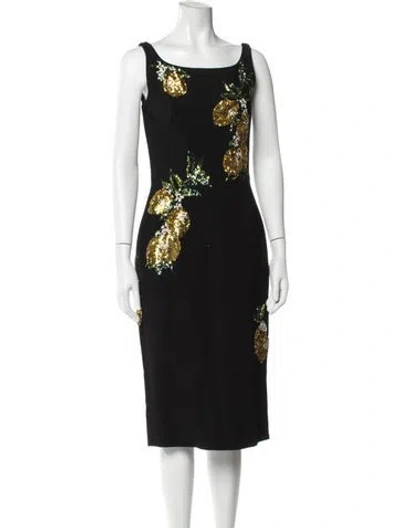Pre-owned Dolce & Gabbana Graphic Print Knee-length Dress In Black