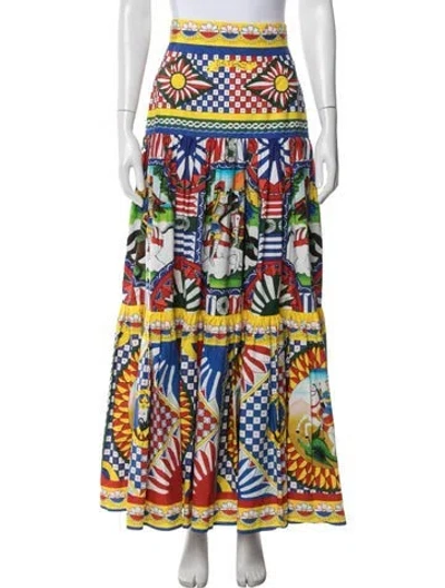 Pre-owned Dolce & Gabbana Graphic Print Long Skirt In Multi