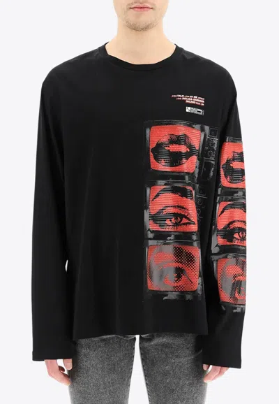 Dolce & Gabbana Graphic Print Long-sleeved T-shirt In Black