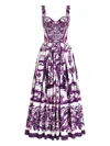 Dolce & Gabbana Long Poplin Dress With Majolica Print