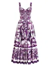 Dolce & Gabbana Long Poplin Dress With Majolica Print