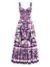 Dolce & Gabbana Long Poplin Dress With Majolica Print