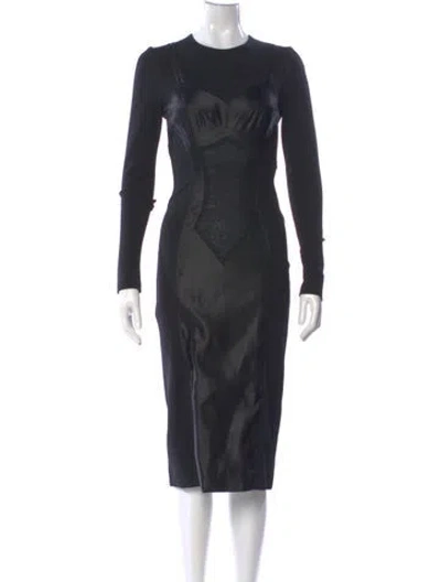 Pre-owned Dolce & Gabbana Graphic Print Midi Length Dress In Black