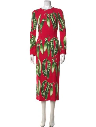 Pre-owned Dolce & Gabbana Graphic Print Midi Length Dress In Pink