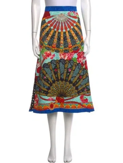 Pre-owned Dolce & Gabbana Graphic Print Midi Length Skirt In Blue