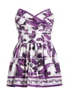 Dolce & Gabbana Maiolica Print Mini Dress In Purple