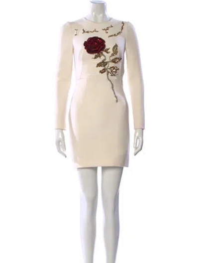 Pre-owned Dolce & Gabbana Graphic Print Mini Dress In Neutral