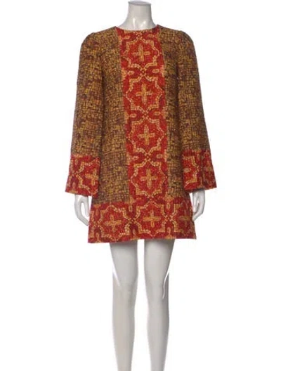 Pre-owned Dolce & Gabbana Graphic Print Mini Dress In Yellow