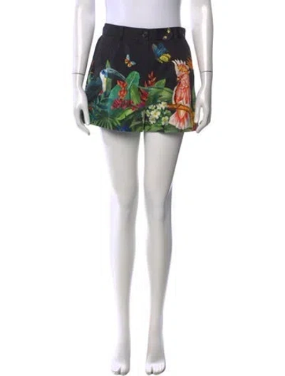 Pre-owned Dolce & Gabbana Graphic Print Mini Shorts In Black