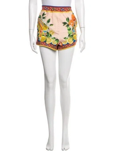 Pre-owned Dolce & Gabbana Graphic Print Mini Shorts In Orange