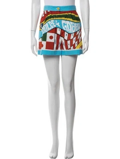 Pre-owned Dolce & Gabbana Graphic Print Mini Shorts In Red
