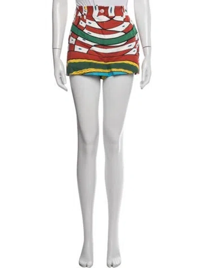 Pre-owned Dolce & Gabbana Graphic Print Mini Shorts W/ Tags In White