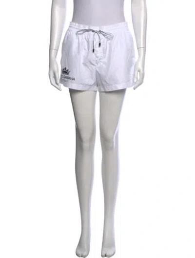 Pre-owned Dolce & Gabbana Graphic Print Mini Shorts In White