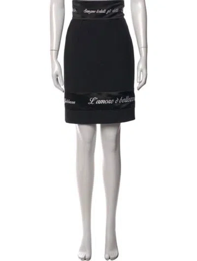 Pre-owned Dolce & Gabbana Graphic Print Mini Skirt In Black