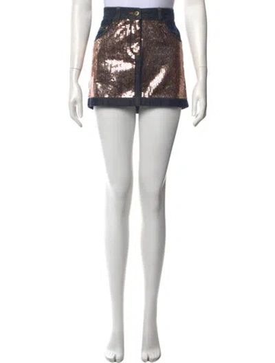 Pre-owned Dolce & Gabbana Graphic Print Mini Skirt In Blue