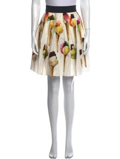 Pre-owned Dolce & Gabbana Graphic Print Mini Skirt In Neutrals
