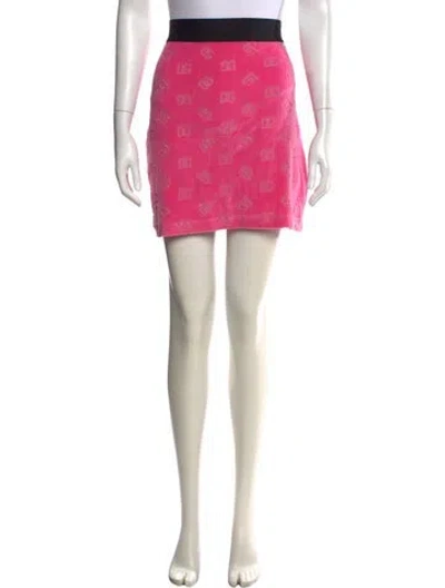 Pre-owned Dolce & Gabbana Graphic Print Mini Skirt In Pink