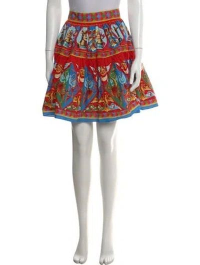 Pre-owned Dolce & Gabbana Graphic Print Mini Skirt In Red