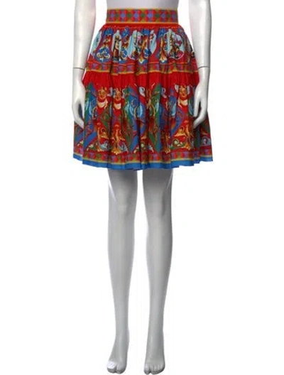 Pre-owned Dolce & Gabbana Graphic Print Mini Skirt In Red