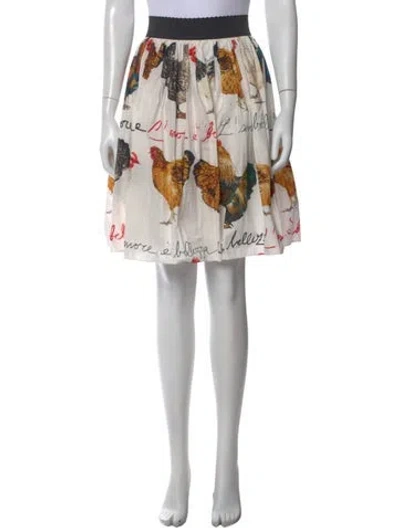 Pre-owned Dolce & Gabbana Graphic Print Mini Skirt In White