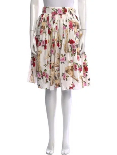 Pre-owned Dolce & Gabbana Graphic Print Mini Skirt In White