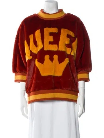 Pre-owned Dolce & Gabbana Graphic Print Mock Neck Sweatshirt W/ Tags In Orange