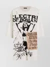 Dolce & Gabbana Women White Crew Neck T-shirt With Maxi Print On The Front In Cotton Woman In White